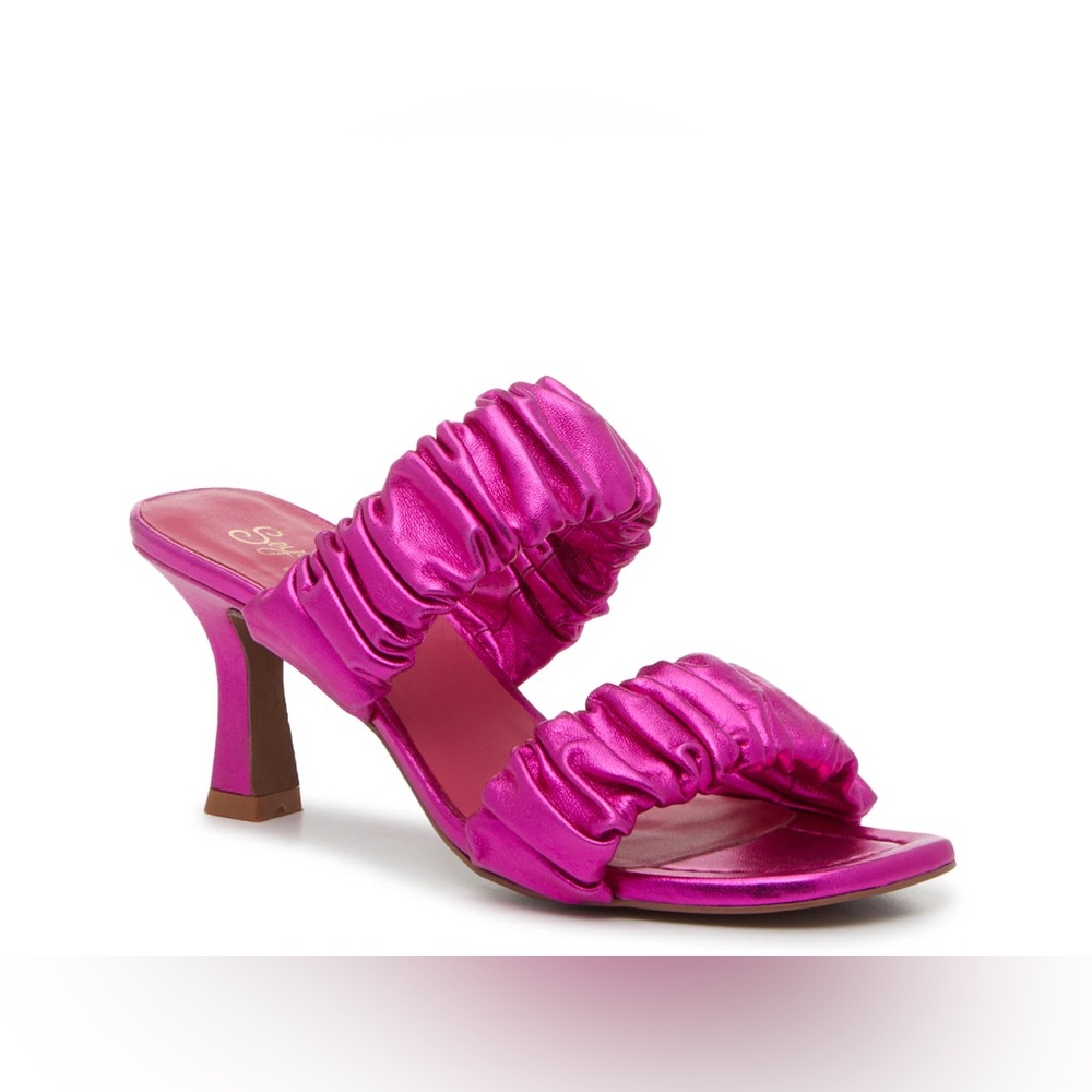 Seychelles/Anthropologie Leeward Metallic Fuschia Heels Mules Size 8 NIB
